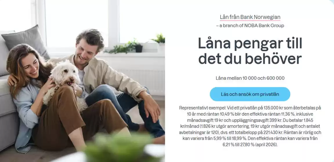 Bank Norwegian-katalog | Exklusivt erbjudande! | 2026-04-27T00:00:00.000Z - 2026-04-30T00:00:00.000Z