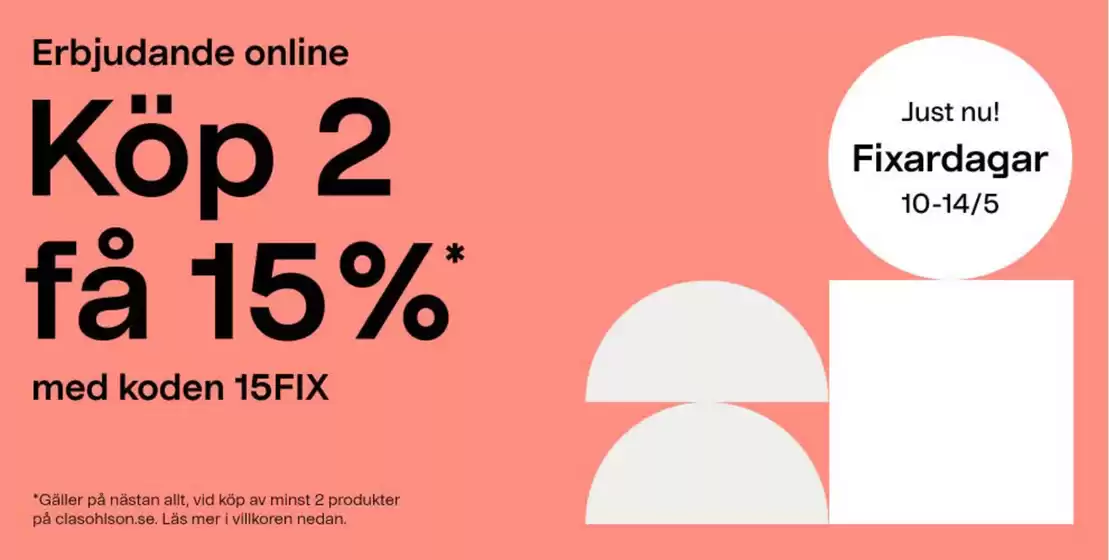 Clas Ohlson-katalog | Få 15% rabatt! | 2026-05-13T00:00:00.000Z - 2026-05-14T00:00:00.000Z