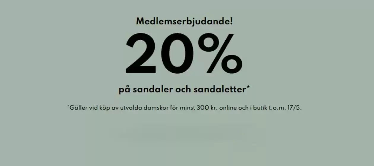 Din sko-katalog | 20% rabatt! | 2026-05-13T00:00:00.000Z - 2026-05-17T00:00:00.000Z