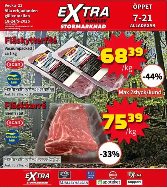 Extra Mjällby Stormarknad-katalog i Klockestrand | Extra Mjällby Stormarknad veckans blad | 2026-05-18T00:00:00.000Z - 2026-05-24T00:00:00.000Z