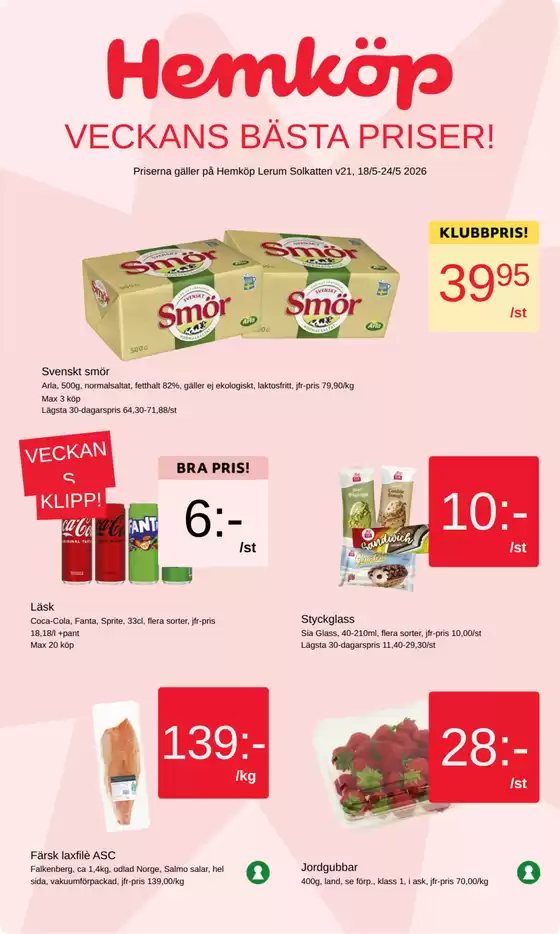 Hemköp-katalog | Hemköp Lerum Solkatten reklamblad | 2026-05-18T00:00:00.000Z - 2026-05-24T00:00:00.000Z