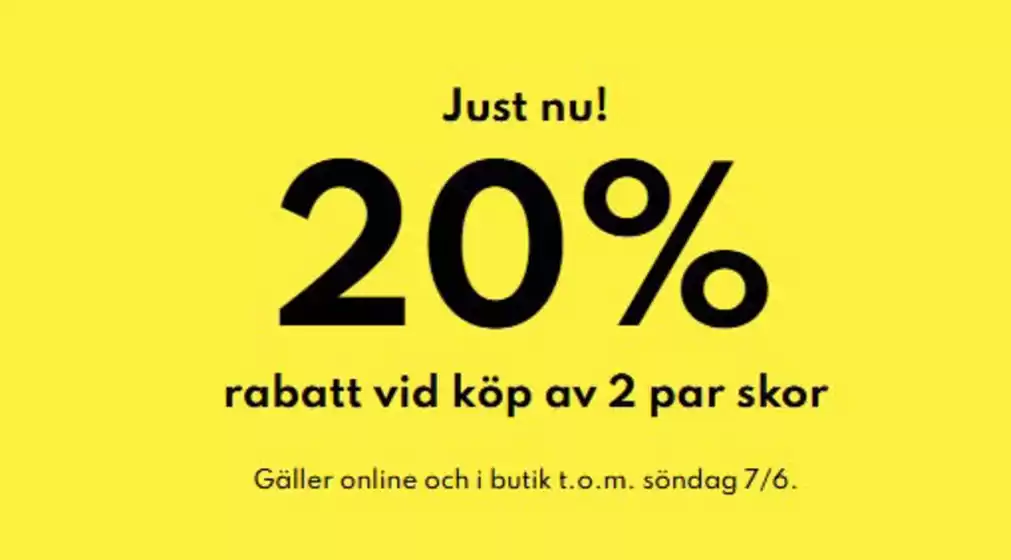 Din sko-katalog i Kristinehamn | 20% rabatt! | 2026-05-29T00:00:00.000Z - 2026-06-07T00:00:00.000Z