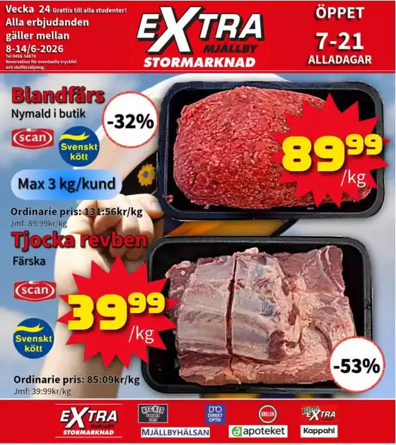 Extra Mjällby Stormarknad-katalog | Extra Mjällby Stormarknad veckans blad | 2026-06-08T00:00:00.000Z - 2026-06-14T00:00:00.000Z