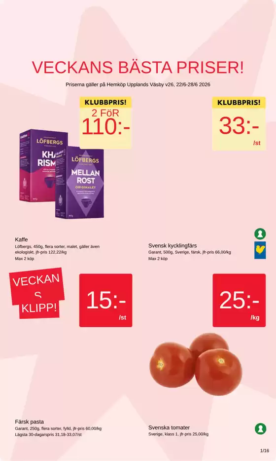 Hemköp-katalog | Hemköp Upplands Väsby reklamblad | 2026-06-22T00:00:00.000Z - 2026-06-28T00:00:00.000Z