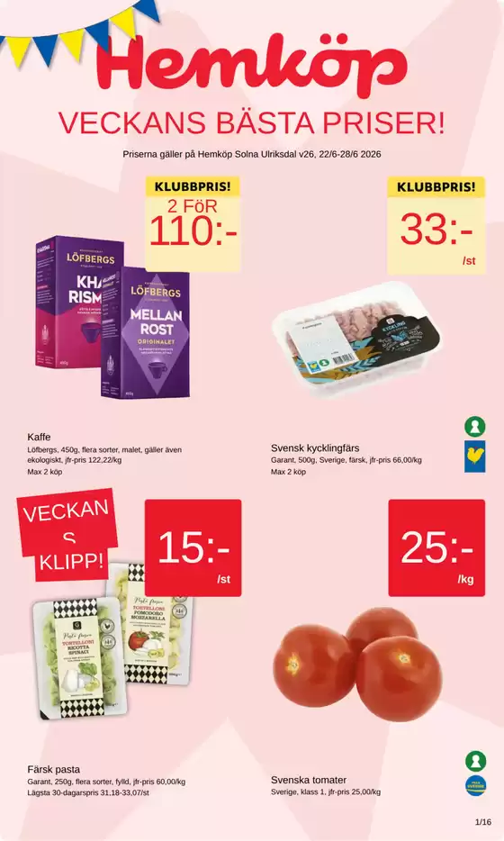 Hemköp-katalog | Hemköp Solna Ulriksdal reklamblad | 2026-06-22T00:00:00.000Z - 2026-06-28T00:00:00.000Z