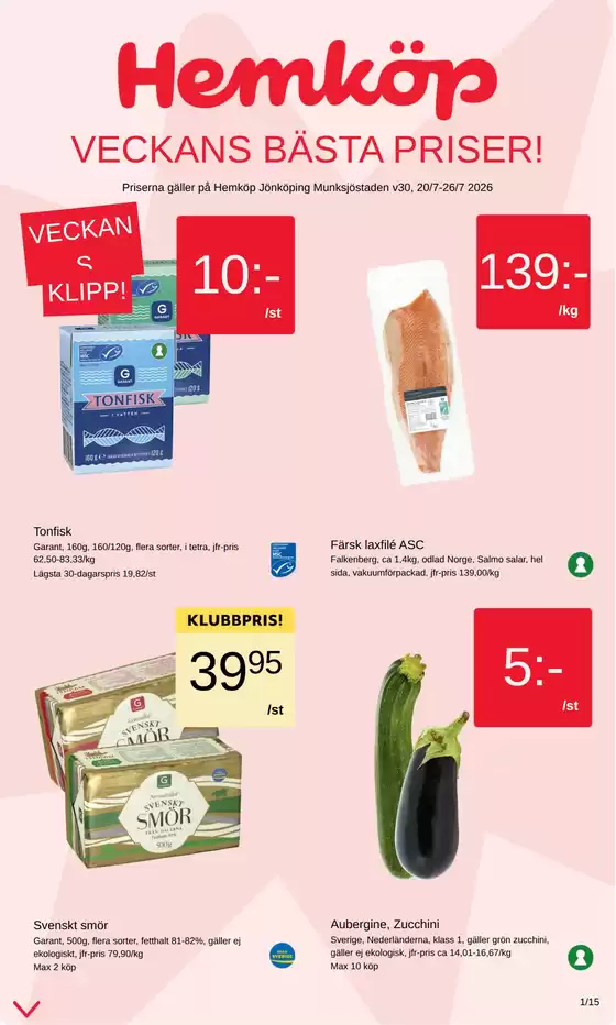 Hemköp-katalog | Hemköp Jönköping Munksjöstaden reklamblad | 2026-07-20T00:00:00.000Z - 2026-08-03T00:00:00.000Z