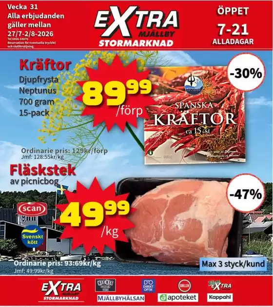 Extra Mjällby Stormarknad-katalog | Extra Mjällby Stormarknad veckans blad | 2026-07-27T00:00:00.000Z - 2026-08-02T00:00:00.000Z