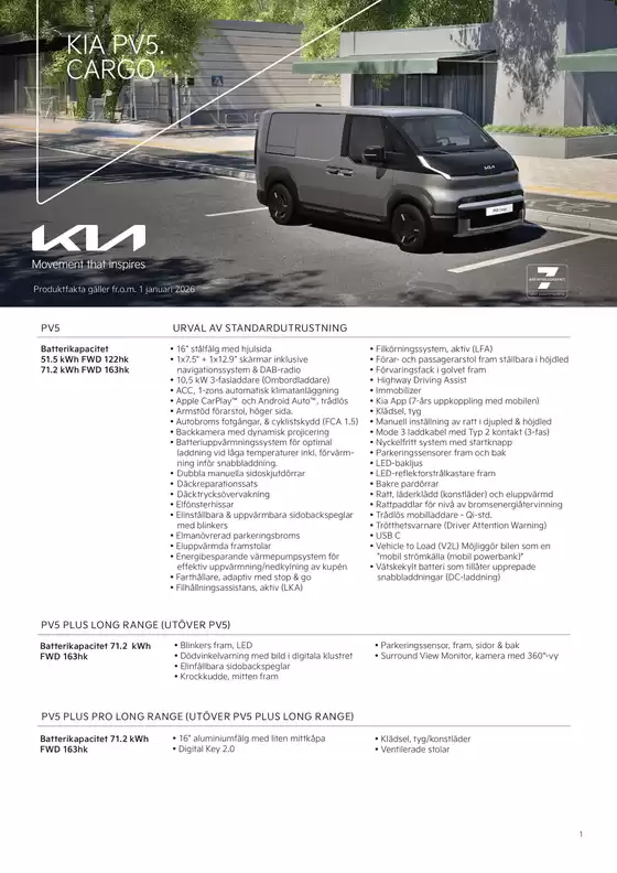 Kia-katalog | Kia sweden pv5 cargo specification | 2026-01-01T00:00:00.000Z - 2026-12-31T00:00:00.000Z