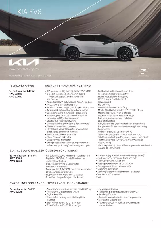 Kia-katalog | Kia sweden ev6 specification | 2026-01-01T00:00:00.000Z - 2026-12-31T00:00:00.000Z