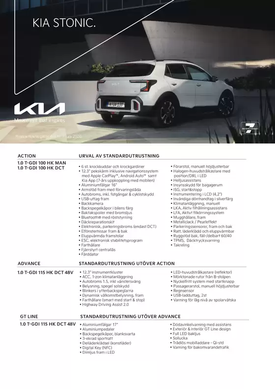 Kia-katalog i Göteborg | Kia sweden stonic specification | 2026-01-01T00:00:00.000Z - 2026-12-31T00:00:00.000Z