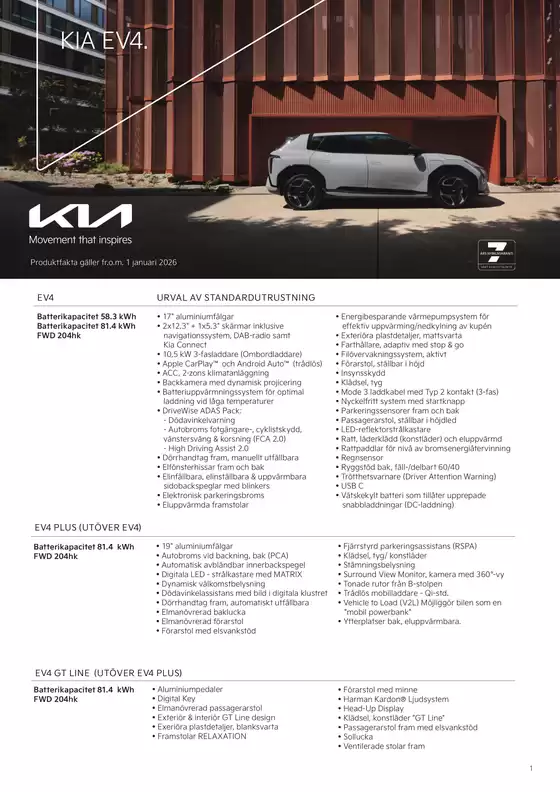 Kia-katalog i Göteborg | Kia sweden ev4 specification | 2026-01-01T00:00:00.000Z - 2026-12-31T00:00:00.000Z