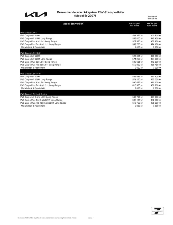 Kia-katalog | Kia sweden pricelist pbv | 2026-01-01T00:00:00.000Z - 2026-12-31T00:00:00.000Z