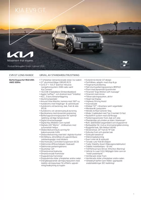 Kia-katalog | Kia sweden ev9 gt specification | 2026-01-01T00:00:00.000Z - 2026-12-31T00:00:00.000Z