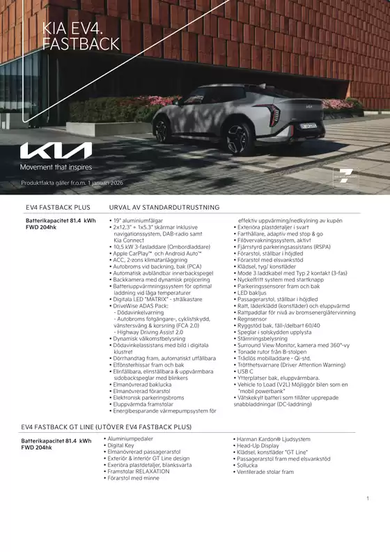 Kia-katalog i Göteborg | Kia sweden ev4 fastback specification | 2026-01-01T00:00:00.000Z - 2026-12-31T00:00:00.000Z