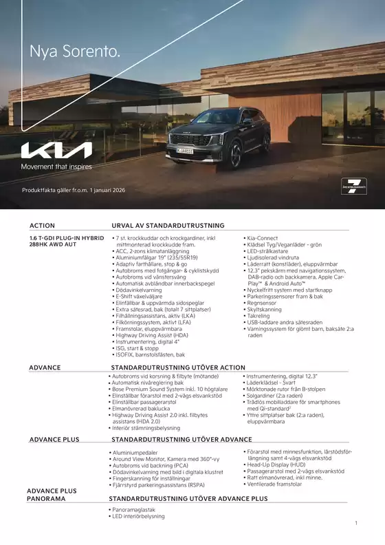 Kia-katalog | Kia sweden sorento spec | 2026-01-01T00:00:00.000Z - 2026-12-31T00:00:00.000Z