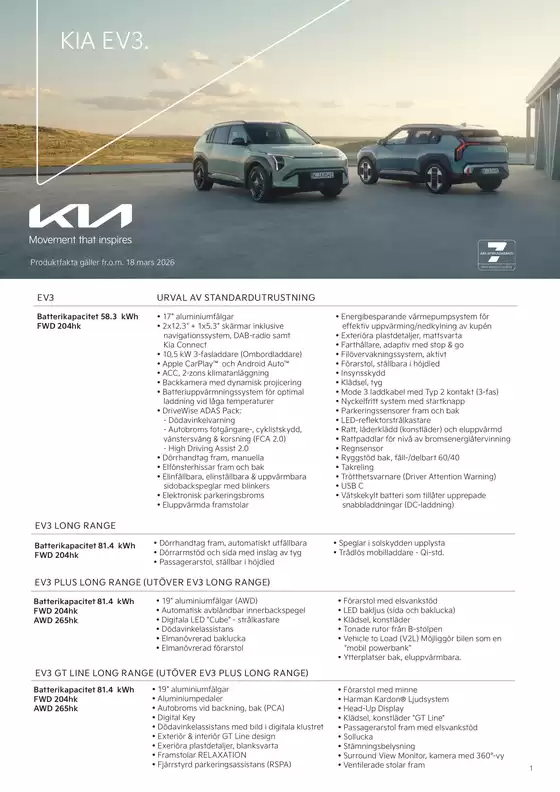 Kia-katalog i Göteborg | Faktablad Kia EV3 | 2026-01-01T00:00:00.000Z - 2026-12-31T00:00:00.000Z