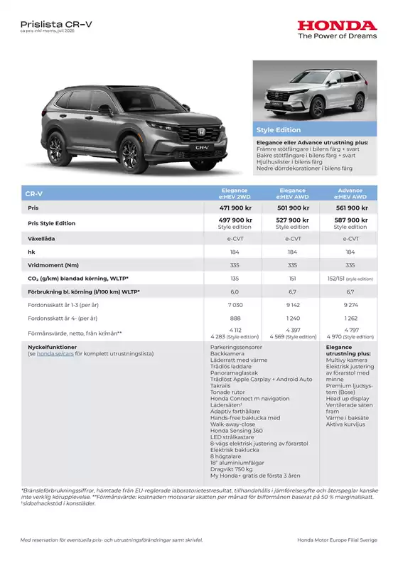 Honda-katalog | CR V Prislista juli 2026 | 2026-01-01T00:00:00.000Z - 2026-12-31T00:00:00.000Z