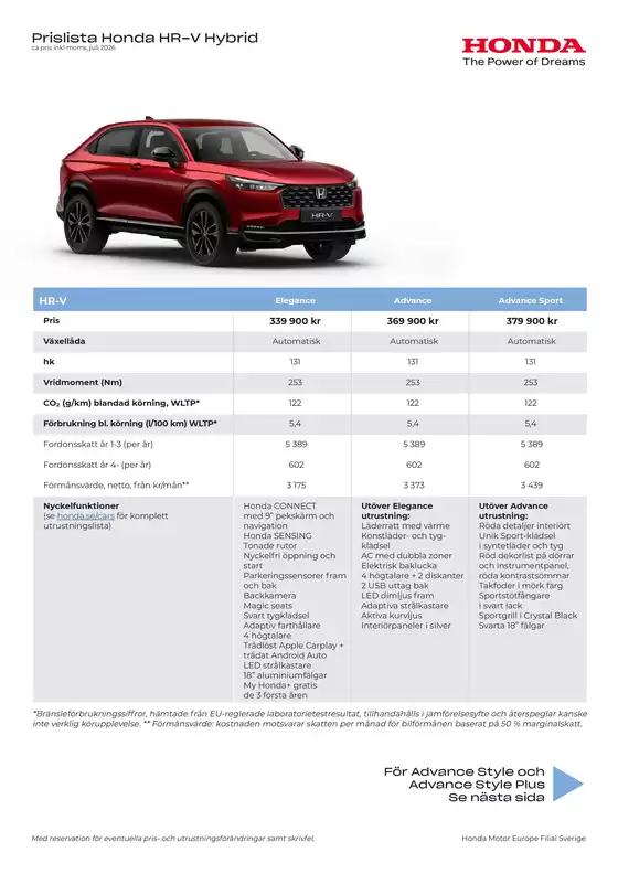 Honda-katalog | HR V 27YM Prislista juli 2026 | 2026-01-01T00:00:00.000Z - 2026-12-31T00:00:00.000Z