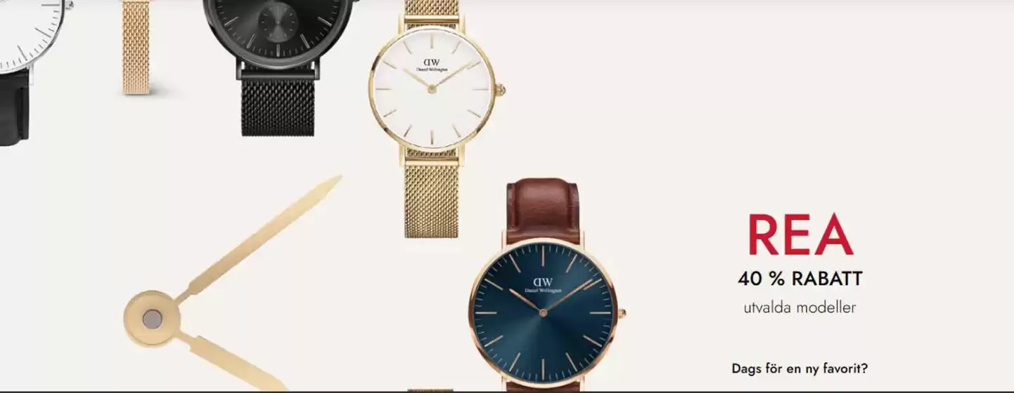 Daniel Wellington-katalog | Rea! 40% rabatt. | 2026-07-31T00:00:00.000Z - 2026-08-14T00:00:00.000Z