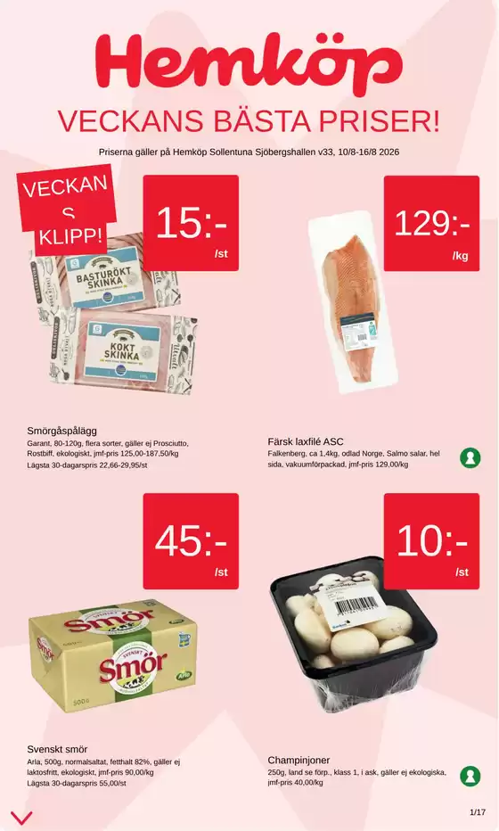 Hemköp-katalog | Hemköp Sollentuna Sjöbergshallen reklamblad | 2026-08-10T00:00:00.000Z - 2026-08-16T00:00:00.000Z