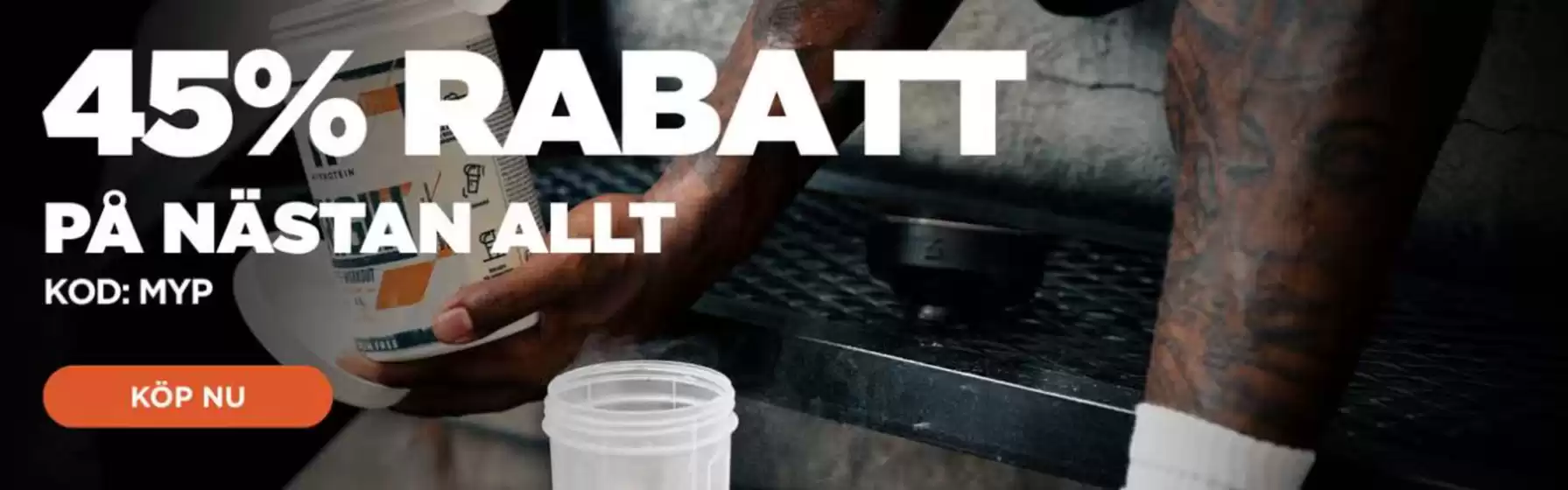 Myprotein-katalog | 45% rabatt! | 2026-08-11T00:00:00.000Z - 2026-08-25T00:00:00.000Z