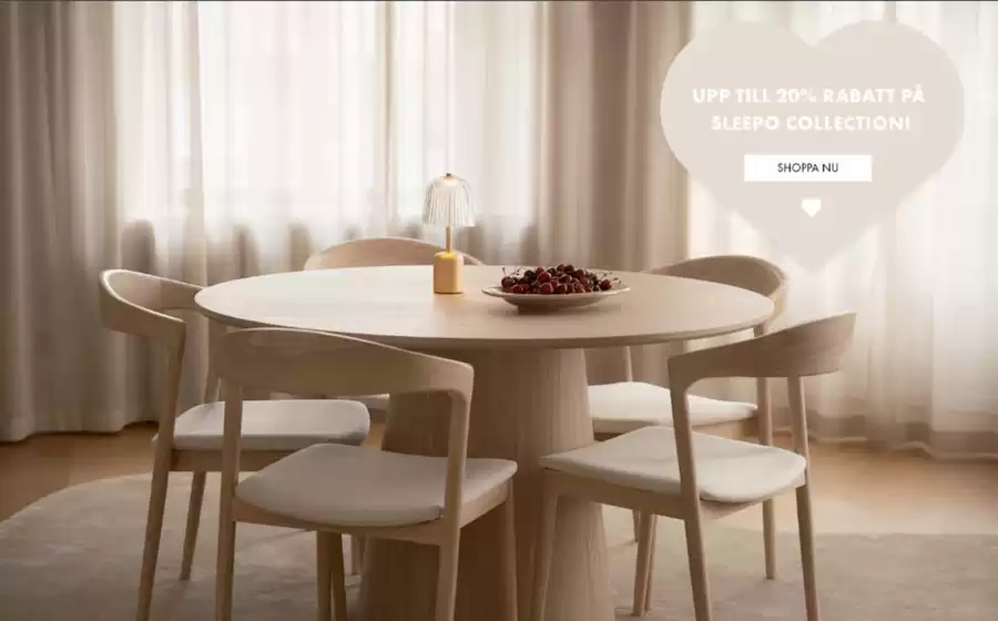 Sleepo-katalog | Upp till 20% rabatt! | 2026-08-13T00:00:00.000Z - 2026-08-20T00:00:00.000Z