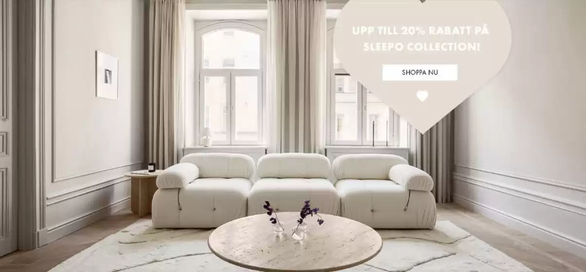 Sleepo-katalog | Upp till 20% rabatt! | 2026-09-01T00:00:00.000Z - 2026-09-07T00:00:00.000Z