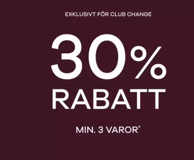 Change-katalog | 30% rabatt! | 2026-09-10T00:00:00.000Z - 2026-09-24T00:00:00.000Z