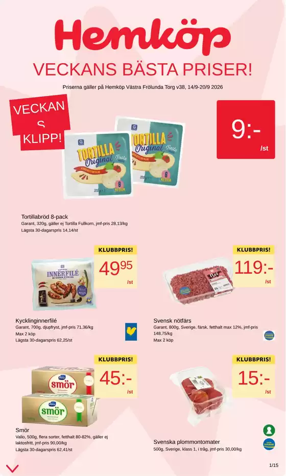 Hemköp-katalog | Hemköp Västra Frölunda Torg reklamblad | 2026-09-14T00:00:00.000Z - 2026-09-20T00:00:00.000Z
