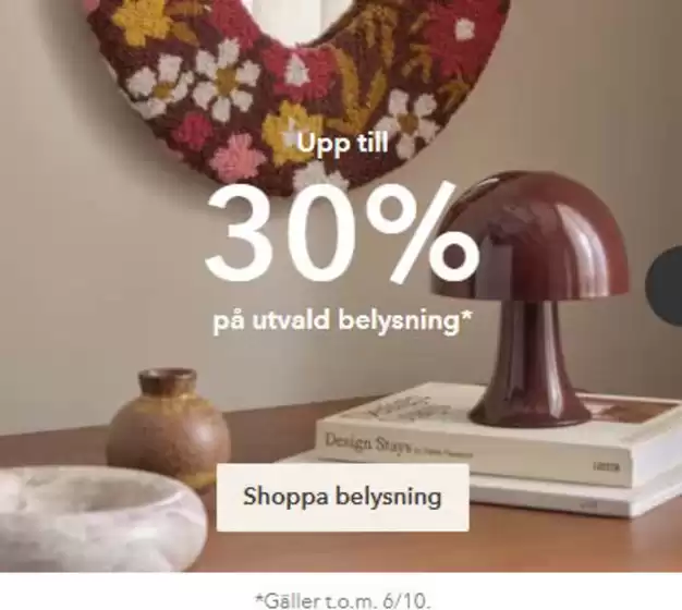 Ellos-katalog | Belysning - Upp till 30%! | 2026-09-17T00:00:00.000Z - 2026-10-06T00:00:00.000Z