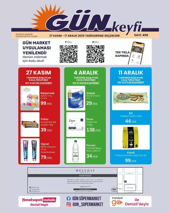 Gün Süpermarket kataloğu, Sarıveliler | Güncel özel kampanyalar | 2025-11-27T00:00:00.000Z - 2025-12-17T00:00:00.000Z