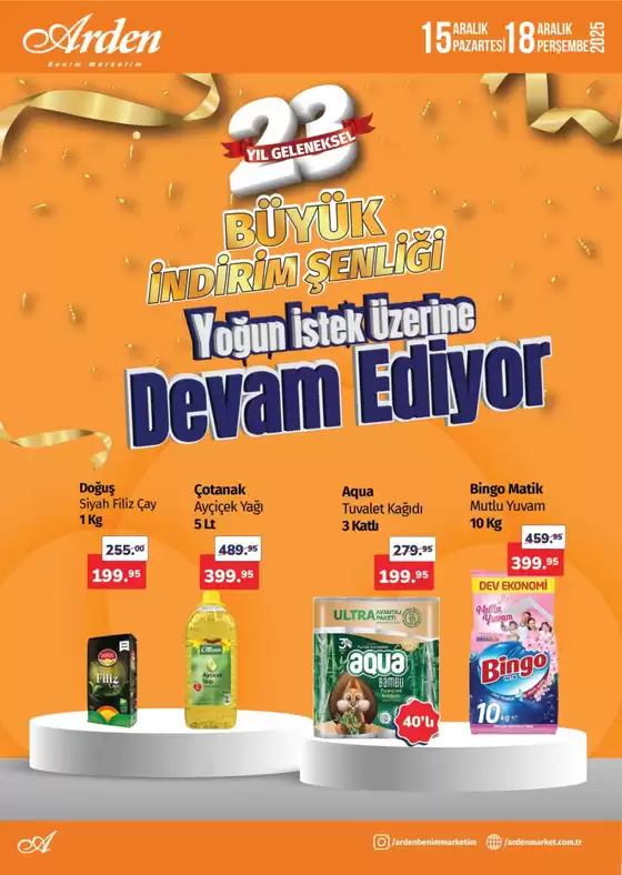 Arden Market kataloğu, Divriği | Sizin için en iyi fırsatlarımız | 2025-12-15T00:00:00.000Z - 2025-12-18T00:00:00.000Z