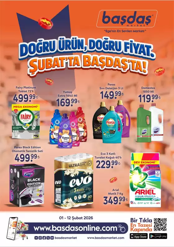 Başdaş Market kataloğu, Bursa | 01-12 Şubat Doğru Ürün, Doğru Fiyat! | 2026-02-01T00:00:00.000Z - 2026-02-12T00:00:00.000Z