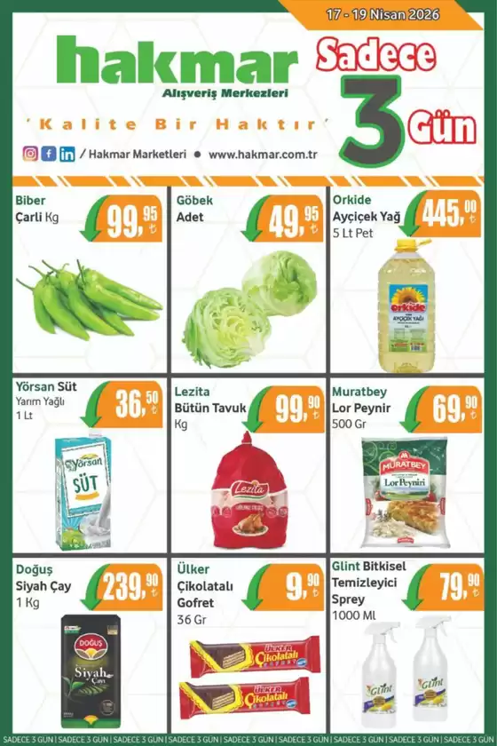 Hakmar kataloğu | Müşterilerimiz için özel fırsatlar | 2026-04-17T00:00:00.000Z - 2026-04-19T00:00:00.000Z