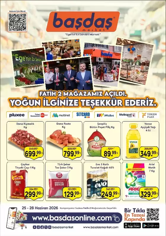 Başdaş Market kataloğu | 25-28 Haziran Yoğun İlginize Teşekkür Ederiz. | 2026-06-25T00:00:00.000Z - 2026-06-28T00:00:00.000Z