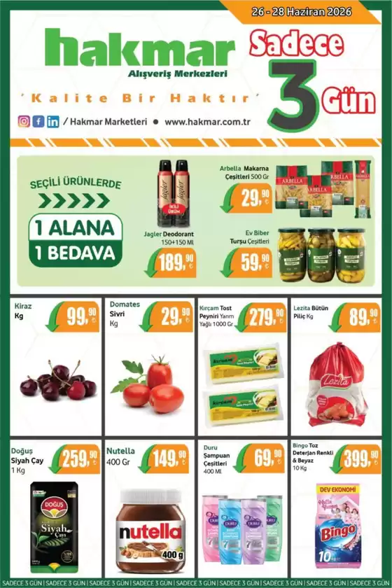 Hakmar kataloğu | Sizin için en iyi tekliflerimiz | 2026-06-26T00:00:00.000Z - 2026-06-28T00:00:00.000Z