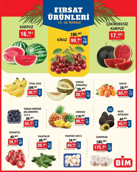 BİM kataloğu | Meyve Sebze. | 2026-07-03T00:00:00.000Z - 2026-07-06T00:00:00.000Z