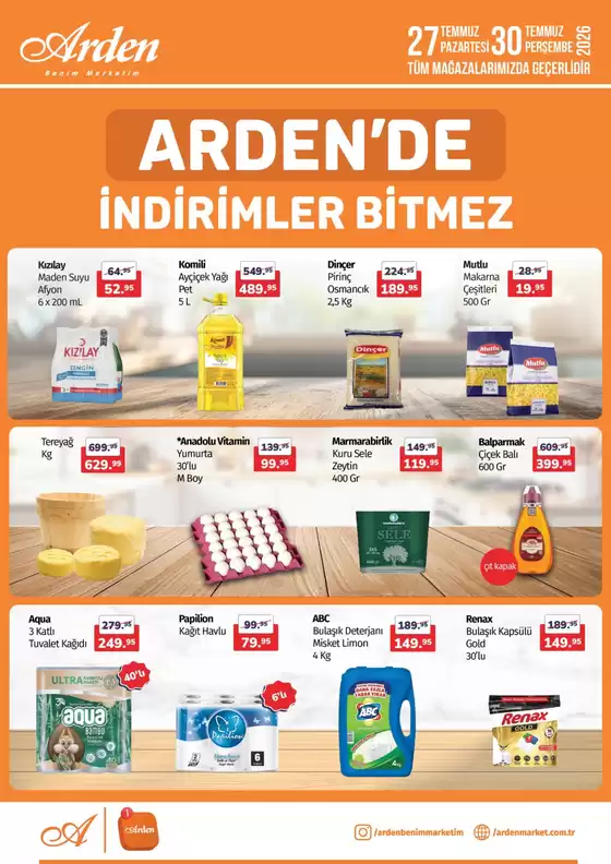 Arden Market kataloğu | Tüm müşteriler için en iyi fırsatlar | 2026-07-27T00:00:00.000Z - 2026-07-30T00:00:00.000Z