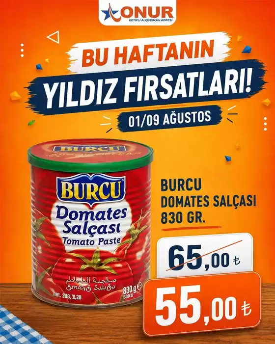 Onur Hipermarketleri kataloğu | Tüm fırsat avcıları için en iyi teklifler | 2026-08-01T00:00:00.000Z - 2026-08-09T00:00:00.000Z
