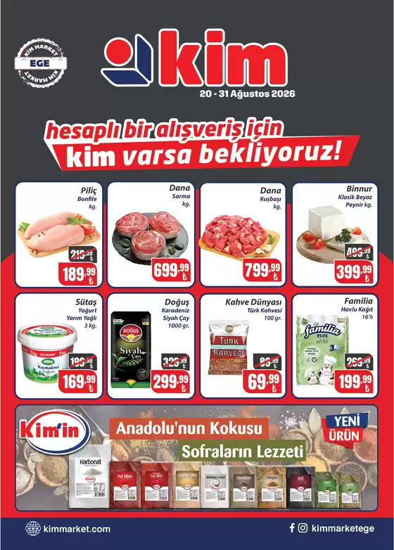 Kim Market kataloğu, Kaş (Antalya) | Şimdi fırsatlarımızla tasarruf edin | 2026-08-20T00:00:00.000Z - 2026-08-31T00:00:00.000Z
