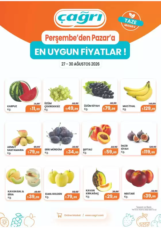 Çağrı Market kataloğu | Cazip teklifleri keşfedin | 2026-08-27T00:00:00.000Z - 2026-08-30T00:00:00.000Z