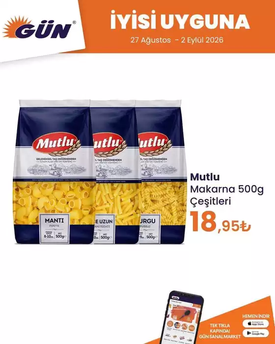 Gün Süpermarket kataloğu | Fırsat avcıları için harika teklifler | 2026-08-27T00:00:00.000Z - 2026-09-02T00:00:00.000Z