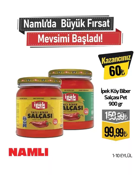 Namlı Hipermarketleri kataloğu | İndirimler ve kampanyalar | 2026-09-01T00:00:00.000Z - 2026-09-10T00:00:00.000Z