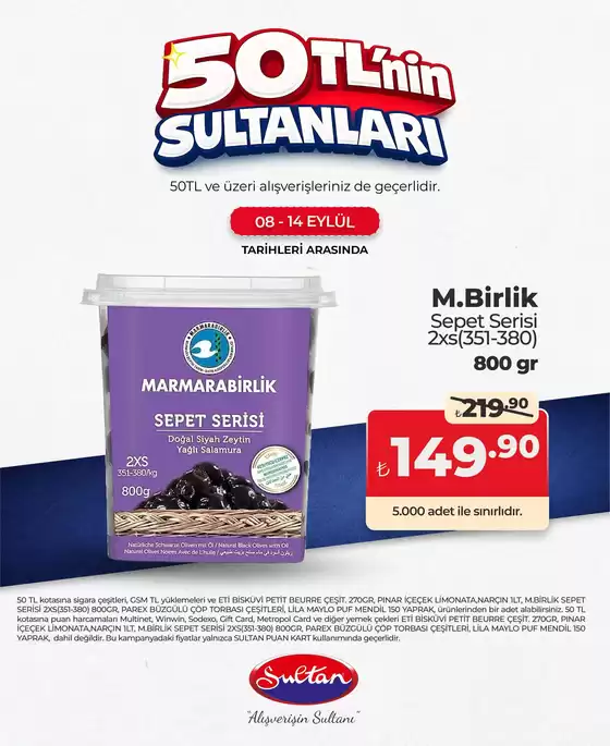 Sultan Market kataloğu | Fırsat avcıları için teklifler | 2026-09-08T00:00:00.000Z - 2026-09-14T00:00:00.000Z
