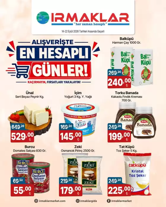 Irmaklar Market kataloğu | Oferta | 2026-09-14T00:00:00.000Z - 2026-09-22T00:00:00.000Z