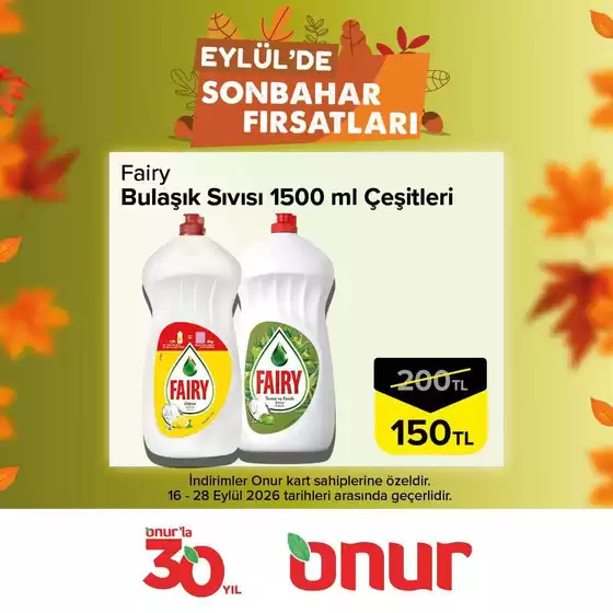 Onur Market kataloğu | Fırsat avcıları için teklifler | 2026-09-16T00:00:00.000Z - 2026-09-28T00:00:00.000Z