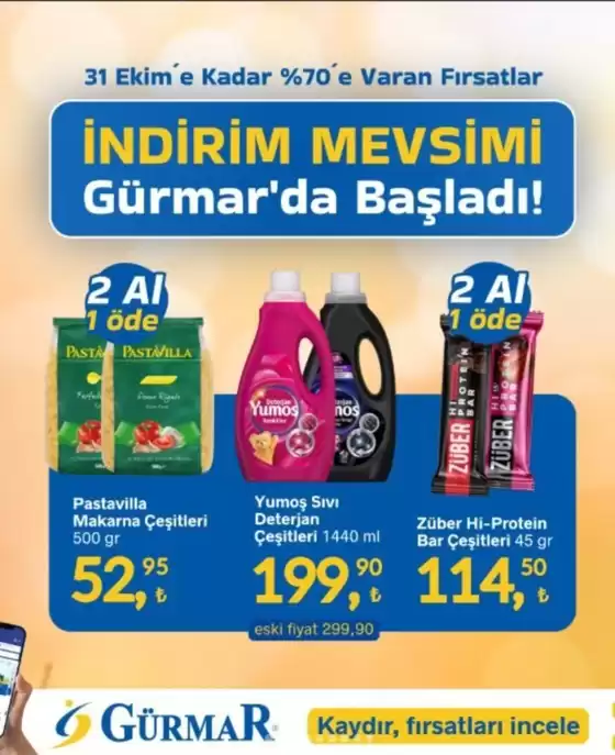 Gürmar kataloğu | Indirim Mevsimi | 2026-10-19T00:00:00.000Z - 2026-10-31T00:00:00.000Z