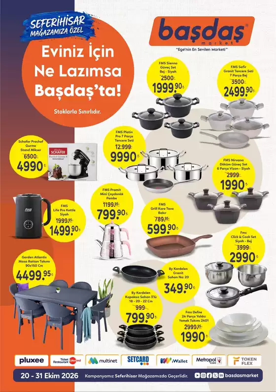 Başdaş Market kataloğu | 20-31 Ekim Eviniz İçin Ne Lazımsa Başdaş'ta! | 2026-10-20T00:00:00.000Z - 2026-10-31T00:00:00.000Z