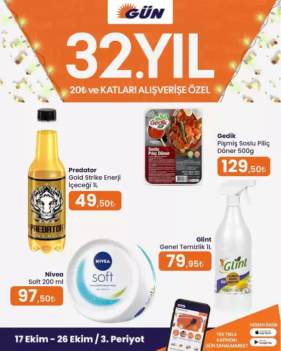 Gün Süpermarket kataloğu | En iyi fırsatlar ve indirimler | 2026-10-17T00:00:00.000Z - 2026-10-26T00:00:00.000Z