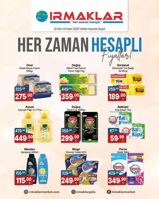 Irmaklar Market kataloğu, Çardakköy | IRMAKLAR MARKET’TE HESAPLI ALIŞVERİŞ ZAMANI! | 2026-10-26T00:00:00.000Z - 2026-11-01T00:00:00.000Z
